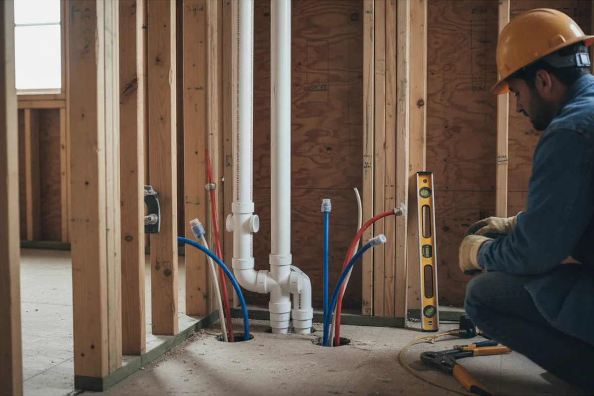 Drain and supply rough-in during Sump Pump Repair in Peoria